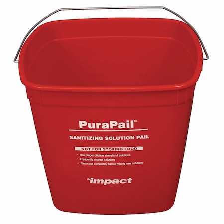 Impact Products PuraPail Sanitizing Bucket, 6 qt, Polyethylene, Red 5506-6S